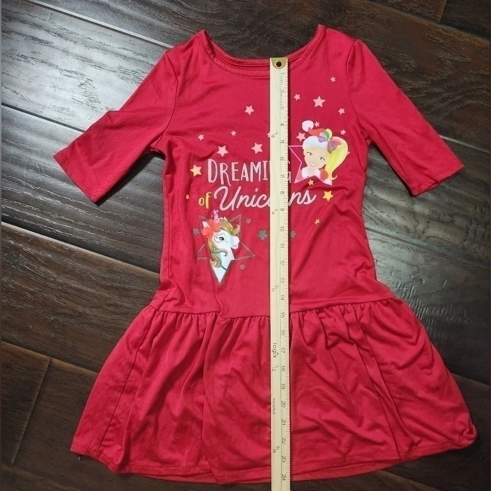 JoJo Siwa Girls Red Unicorn Christmas Dress Med